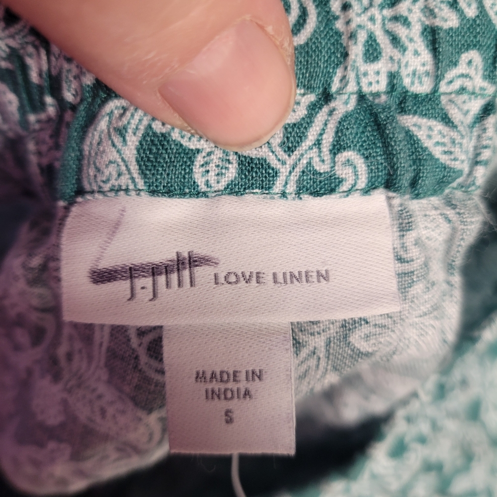 J JILL LOVE LINEN NWOT Floral Linen Green Women's Shorts Size Small - Picture 3 of 4